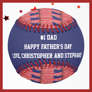 Patriotic, #1 Dad, Father's Day, Flags, Name,  Baseball