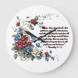 Patriotic 1 Timothy 2:1-2 Fleece Blanket Large Clock