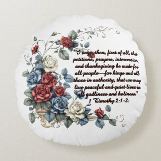 Patriotic 1 Timothy 2:1-2 Fleece Blanket Round Cushion