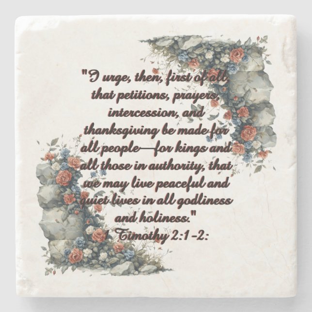 Patriotic 1 Timothy 2:1-2 Fleece Blanket Stone Coaster (Front)