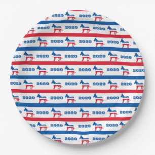 Patriotic 2020 Democrat Donkey Stripes Paper Plate