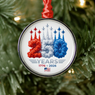 Patriotic 250 Year Birthday Metal Tree Decoration