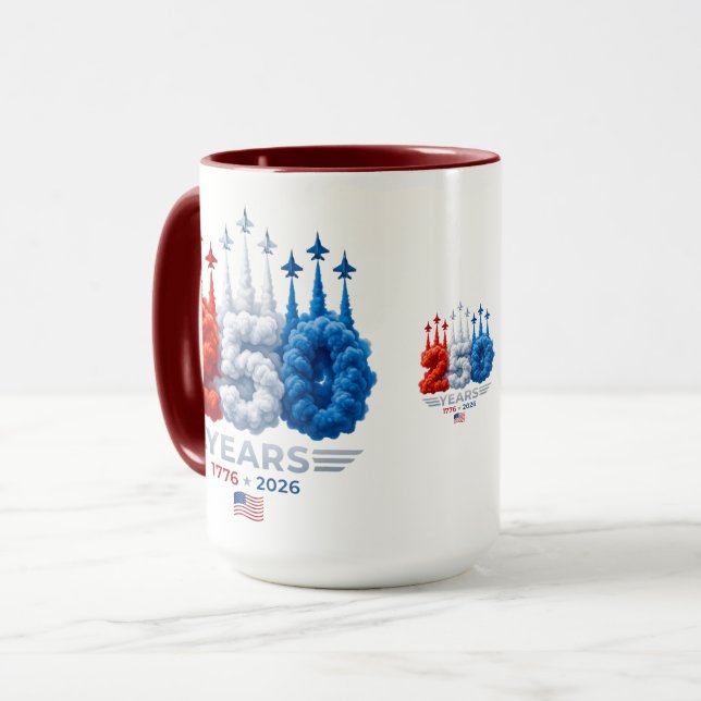 Patriotic 250 Year Birthday Mug (Front Left)
