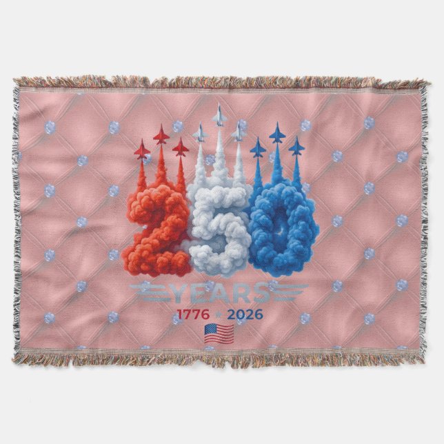 Patriotic 250 Year Birthday Throw Blanket (Front)