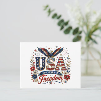 Patriotic 250 years July Fourth Postcard