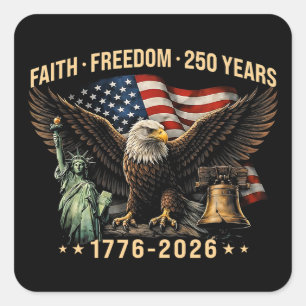 Patriotic 250th Anniversary Eagle Art Square Sticker