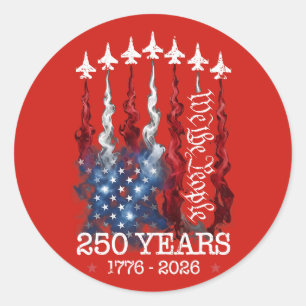 Patriotic 250th Anniversary Jet Formation Classic Round Sticker