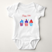Patriotic 250th red white blue watercolor cupcake