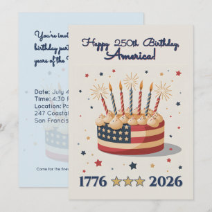 Patriotic 250th USA Birthday Celebration Invite