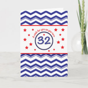Patriotic 32nd Birthday Card
