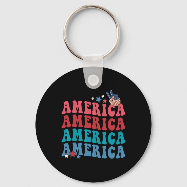 Patriotic 4th Fourth Of July Independence Day  Key Ring (Front)