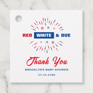 Patriotic 4th July Baby Shower Red White And Due Favour Tags