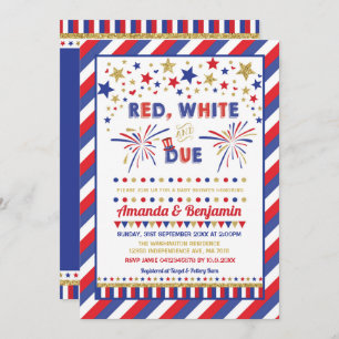 Patriotic 4th July Baby Shower Red White and Due Invitation