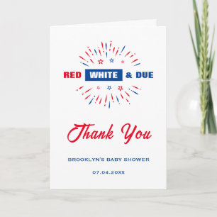 Patriotic 4th July Baby Shower Red White And Due Thank You Card