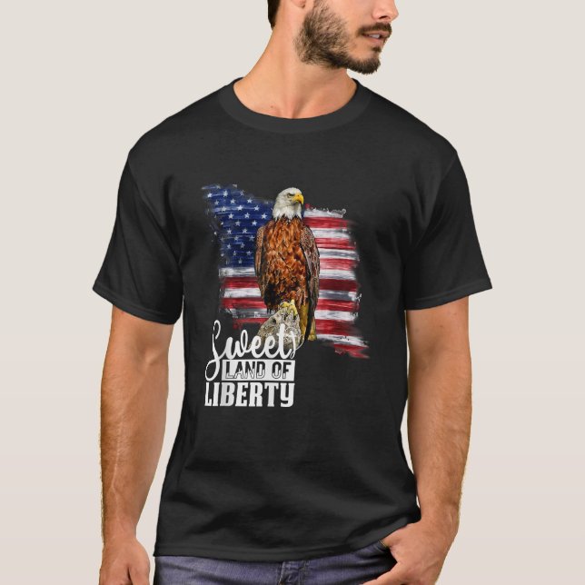 Patriotic 4th July Eagle American Flag America Bir T-Shirt (Front)