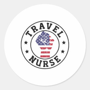 Patriotic 4th July Healthcare Travel Nurse Classic Round Sticker