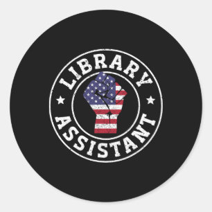 Patriotic 4th July Library Istant  Classic Round Sticker