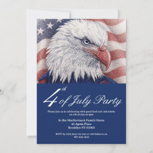 Patriotic 4th July USA Flag Red White Blue Eagle Invitation