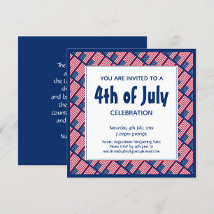 Patriotic 4TH OF JULY American Flag Blue Party Invitation