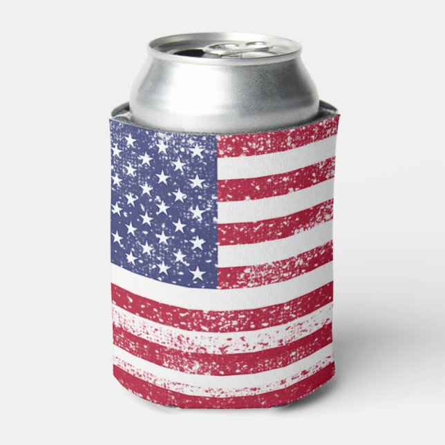 Patriotic 4th Of July American Flag Can Cooler (Can Front)