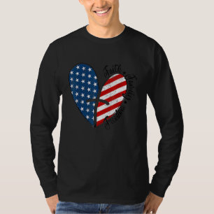 Patriotic 4th Of July American Flag Heart Faith Lo T-Shirt