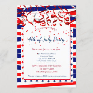 Patriotic 4th Of July American Flag Invitation
