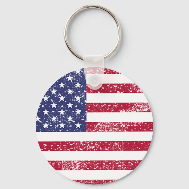 Patriotic 4th Of July American Flag Key Ring (Front)