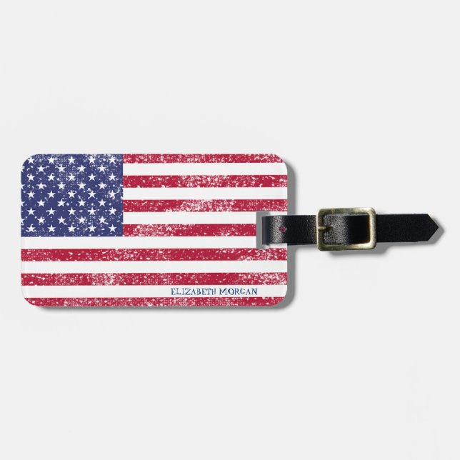 Patriotic 4th Of July American Flag Luggage Tag (Front Horizontal)