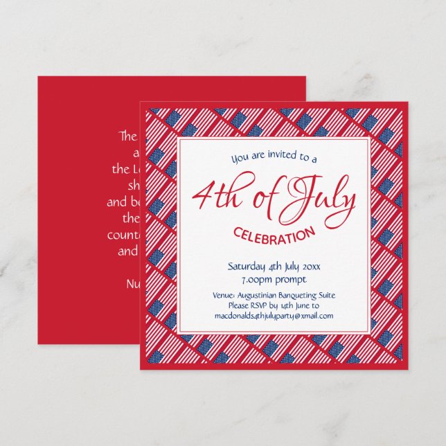 Patriotic 4TH OF JULY American Flag Party Invitation (Front/Back)