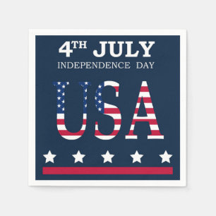 Patriotic 4th of July American Flag Stars Stripes Napkin