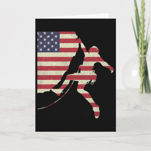 Patriotic 4th Of July American Usa Flag Rock Climb Card