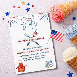 Patriotic 4th of July BBQ Cookout America 250th Invitation