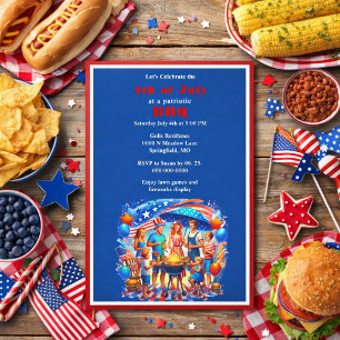 Patriotic 4th of July BBQ House Party Invitation