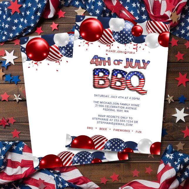Patriotic 4th of July BBQ Invitation (Patriotic 4th of July BBQ Invitation)