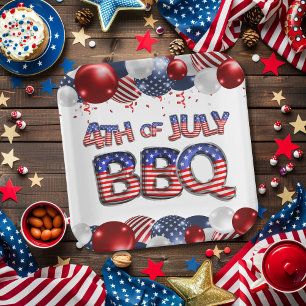 Patriotic 4th of July BBQ Paper Plate