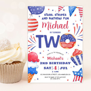 Patriotic 4th of July Boy 2nd Birthday Invitation