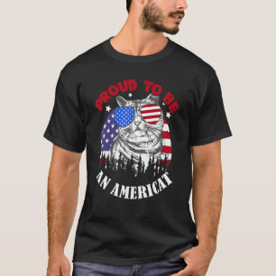 Patriotic 4th of July Cat Proud To Be An Americat  T-Shirt