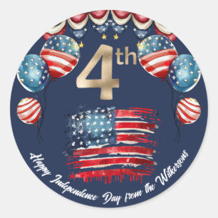Patriotic 4th of July Celebration on Navy Blue Classic Round Sticker