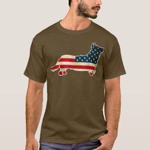 Patriotic 4th of July Corgi Dog American Flag T-Shirt