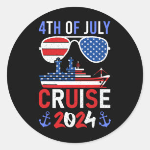 Patriotic 4th Of July Cruise 2024 Family Squad Mat Classic Round Sticker