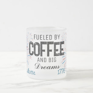 Patriotic 4th of July Custom Name Frosted Glass Coffee Mug