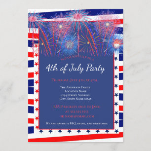 Patriotic 4th Of July Fireworks Barbecue Invitation
