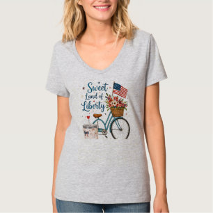 Patriotic 4th of July Floral Bike Women's Tee