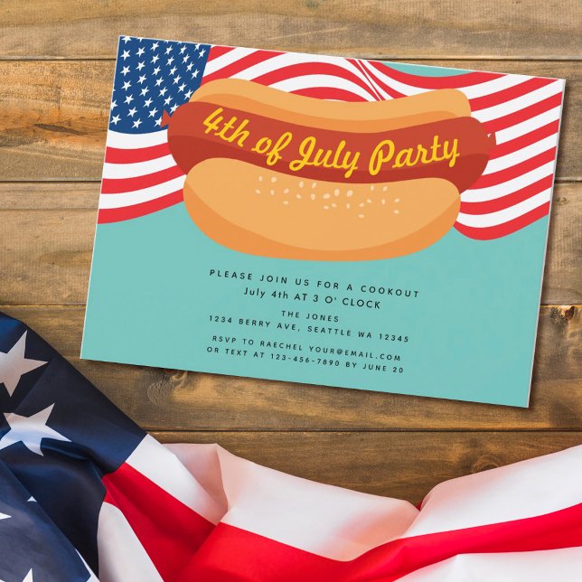 Patriotic 4TH of July Hotdog Cookout Invitation (Creator Uploaded)