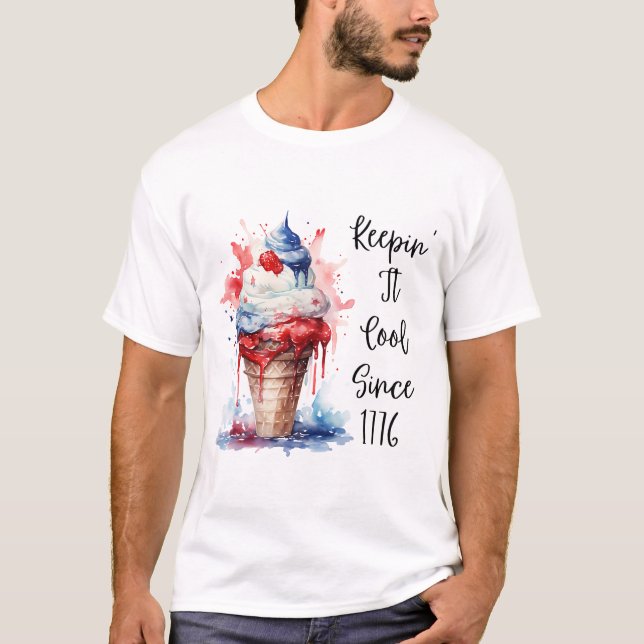 Patriotic 4th of July Ice Cream T-Shirt (Front)