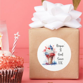 Patriotic 4th of July Ice Cream T-Shirt Classic Round Sticker