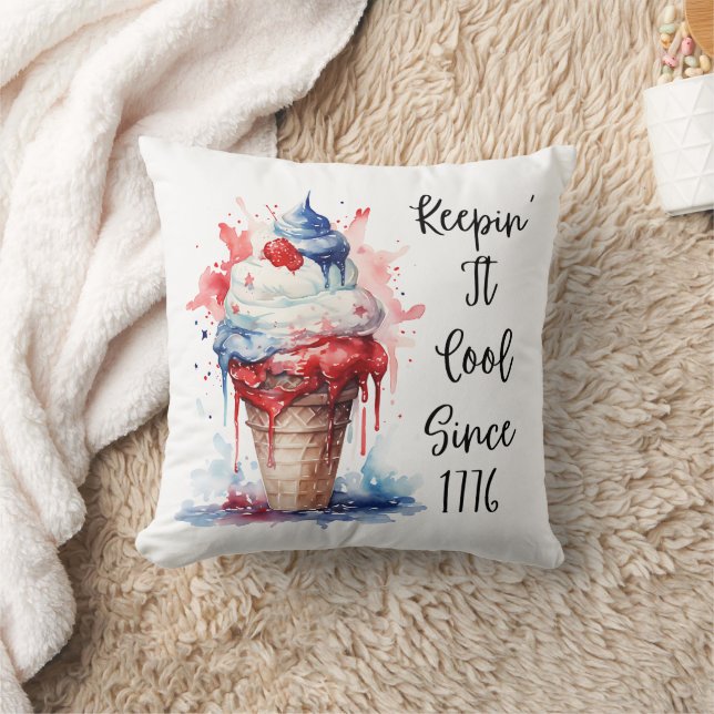 Patriotic 4th of July Ice Cream T-Shirt Cushion (Blanket)