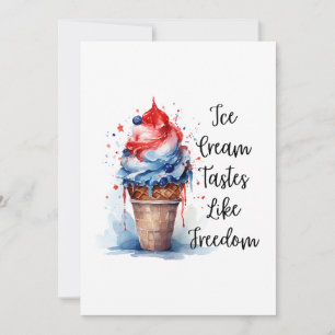 Patriotic 4th of July Ice Cream T-Shirt Holiday Card