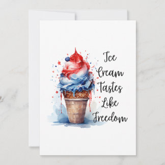 Patriotic 4th of July Ice Cream T-Shirt Holiday Card