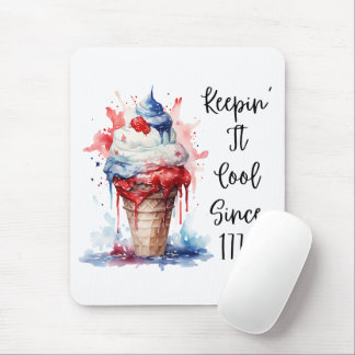 Patriotic 4th of July Ice Cream T-Shirt Mouse Mat